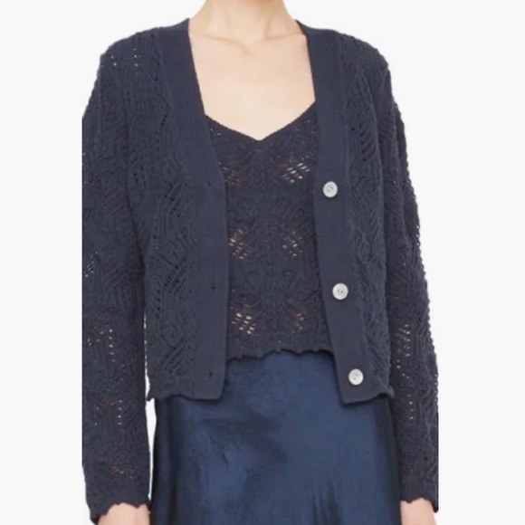 Vince Sweaters - Vince Open Stitch Cardigan in Coastal Blue